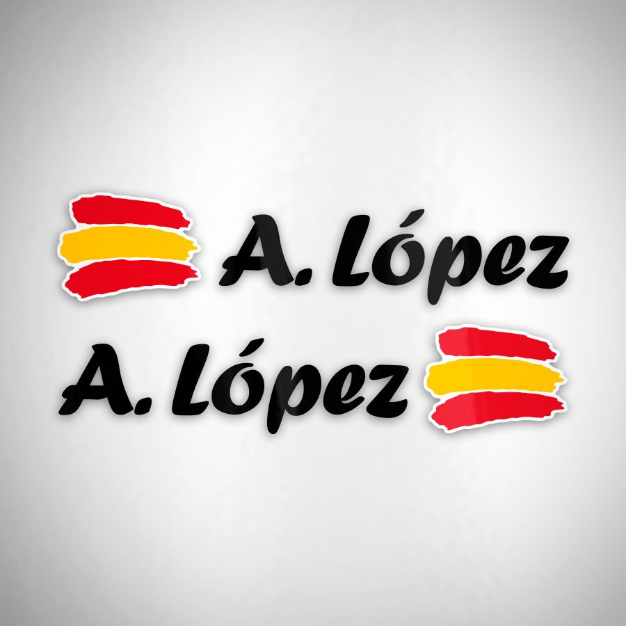 Aufkleber: 2X Flaggen Spanien + schwarz kalligraphischer N