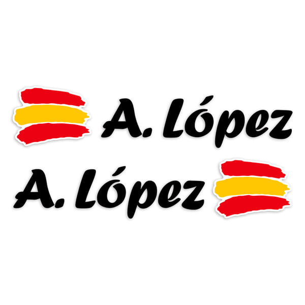 Aufkleber: 2X Flaggen Spanien + schwarz kalligraphischer N
