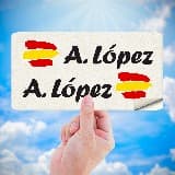Aufkleber: 2X Flagge Spanien + Weiß Kalligraphischer Name 5