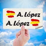 Aufkleber: 2X Flagge Spanien + Weiß Kalligraphischer Name 5