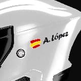 Aufkleber: 2X Flagge Spanien + Weiß Kalligraphischer Name 6