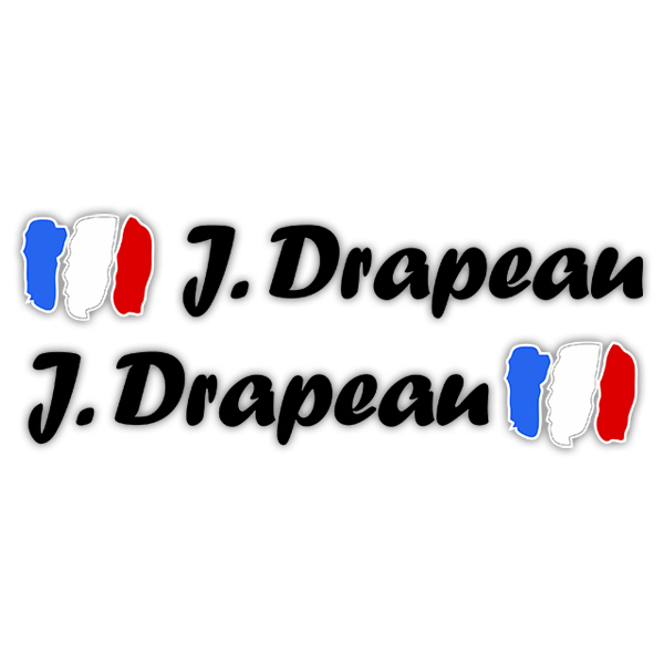 Aufkleber: 2X Flaggen Frankreich + Schwarzer kalligraphischer
