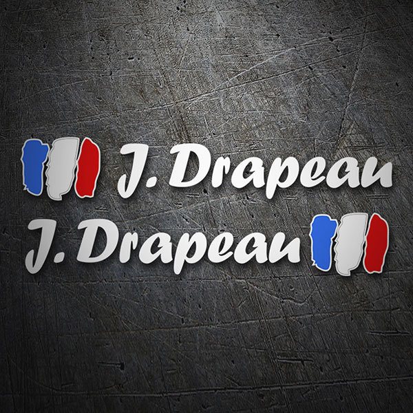 Aufkleber: 2X Flaggen Frankreich + weiß kalligraphischer Name