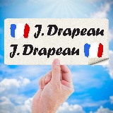 Aufkleber: 2X Flaggen Frankreich + weiß kalligraphischer Name 5