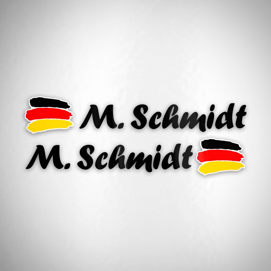 Aufkleber: 2X Flaggen Deutschland + Schwarzer kalligraphische