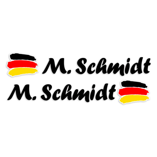 Aufkleber: 2X Flaggen Deutschland + Schwarzer kalligraphische