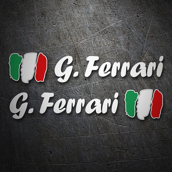 Aufkleber: 2X Flaggen Italien + weiß kalligraphischer Name