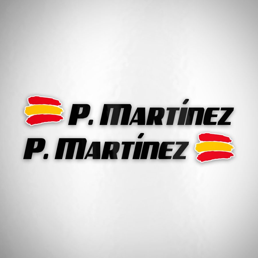 Aufkleber: 2X Flaggen Spanien + Name Sport schwarz