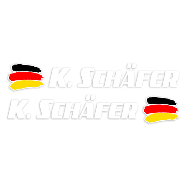 Aufkleber: 2X Flaggen Deutschland + weiß Sportname