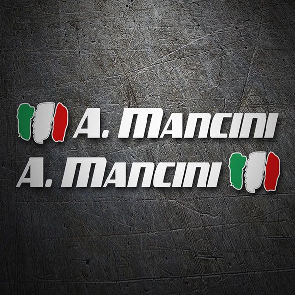 Aufkleber: 2X Flaggen Italien + Name sport weiß