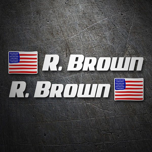 Aufkleber: 2X USA-Flaggen + weiß Sportname