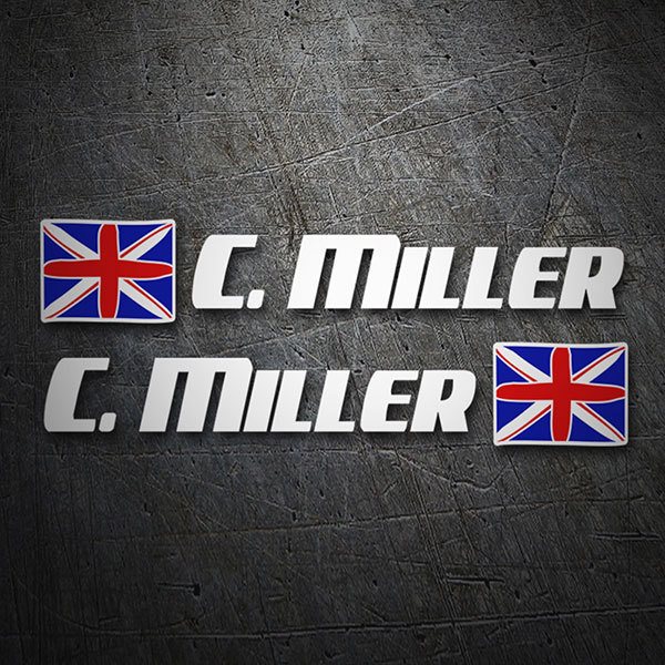 Aufkleber: 2X Großbritannien-Flaggen + weiß Sportname