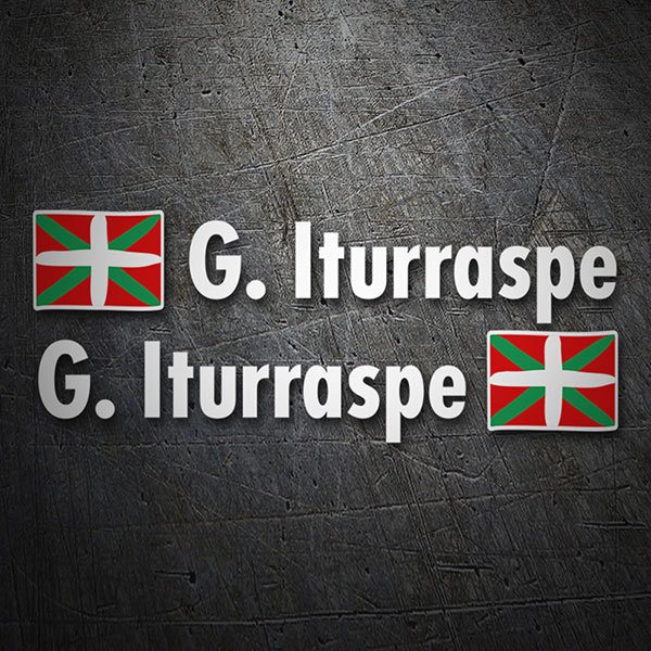 Aufkleber: 2X Flaggen Baskenland + Name in weiß
