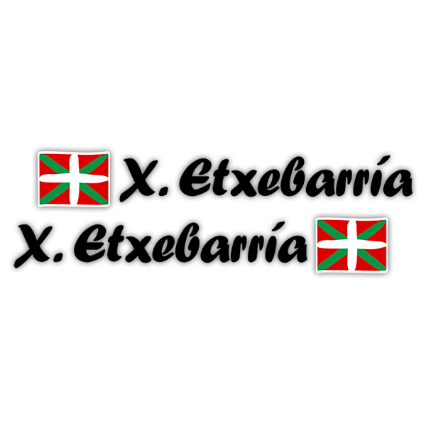 Aufkleber: 2X Flaggen Baskenlan + Name kalligraphischer schwa 0