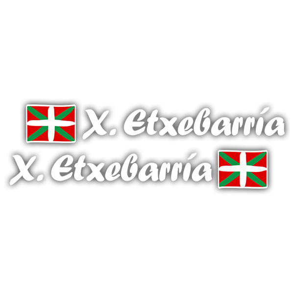 Aufkleber: 2X Flaggen Baskenland + Name kalligraphischer weiß