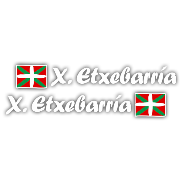 Aufkleber: 2X Flaggen Baskenland + Name kalligraphischer weiß