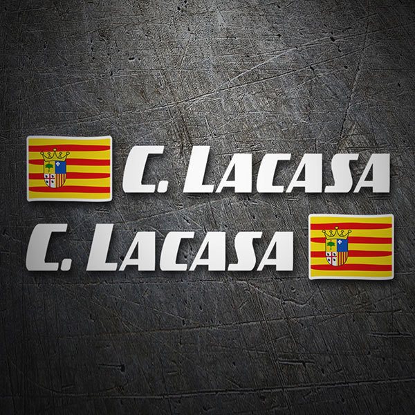 Aufkleber: 2X Flaggen Aragon + Name Sport weiß