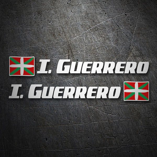 Aufkleber: 2X Flaggen Baskenland + Name Sport weiß