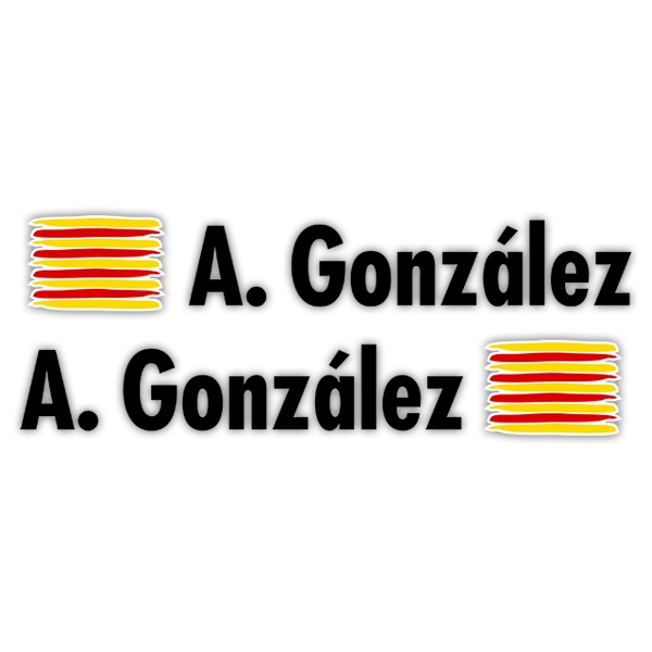 Aufkleber: 2X Flaggen Catalonia + Name in schwarz