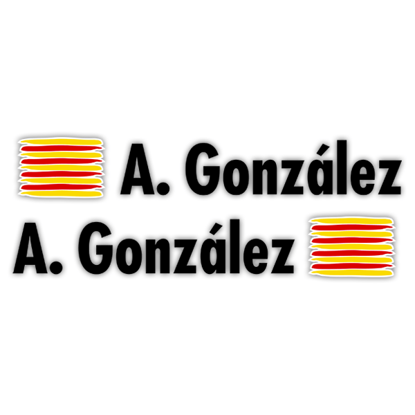 Aufkleber: 2X Flaggen Catalonia + Name in schwarz 0