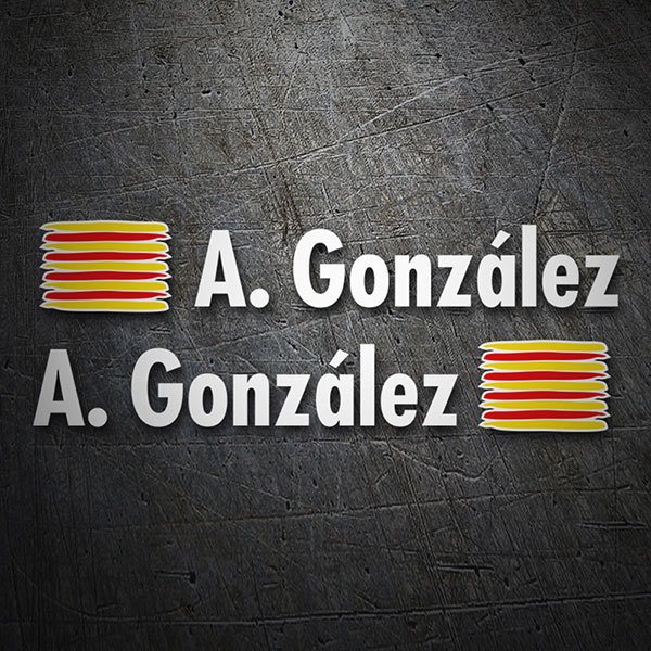 Aufkleber: 2X Flaggen Catalonia + Name in weiß