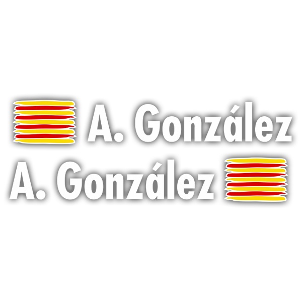 Aufkleber: 2X Flaggen Catalonia + Name in weiß