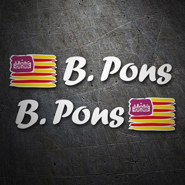 Aufkleber: 2X Flaggen Balearen + Name kalligraphischer weiß