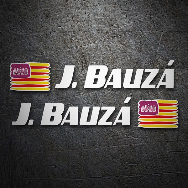 Aufkleber: 2X Flaggen Balearen + Name Sport weiß