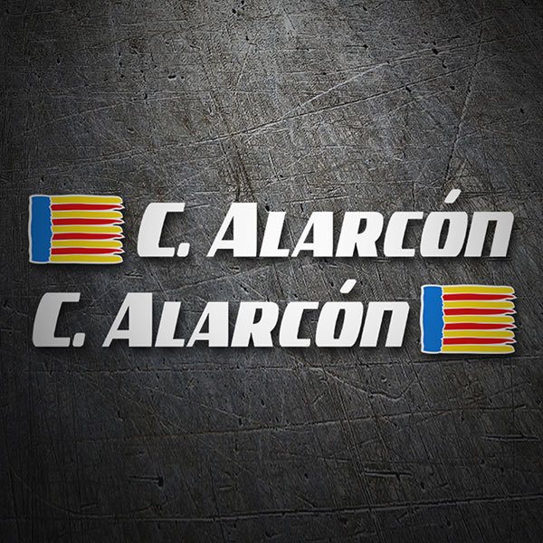 Aufkleber: 2X Flaggen Valencia + Name Sport weiß