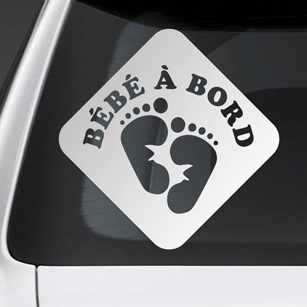 Aufkleber: Baby an bord Fußabdrücke Französisch
