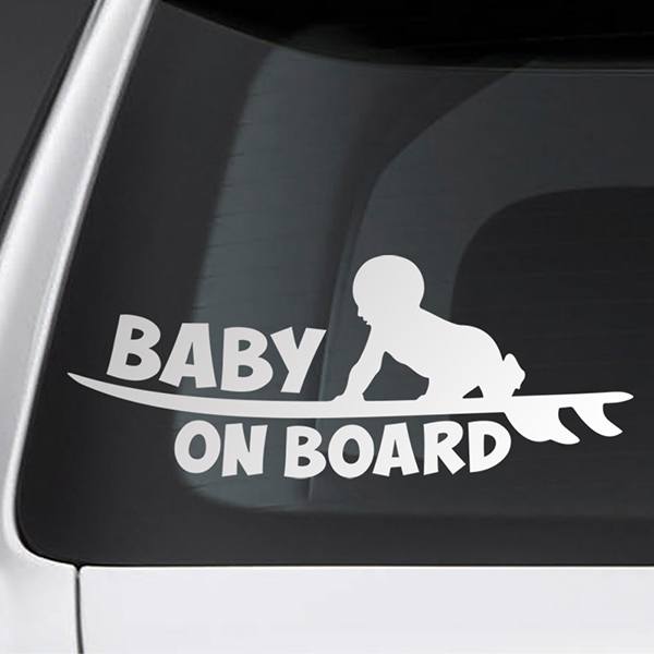 Aufkleber: Baby an bord surf - Englisch