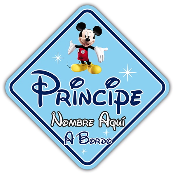 Aufkleber: Prinz an Bord personalisierte Disney - spanisch