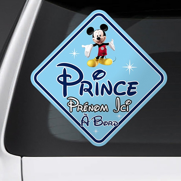 Aufkleber: Prinz an Bord personalisierte Disney - französisch 1