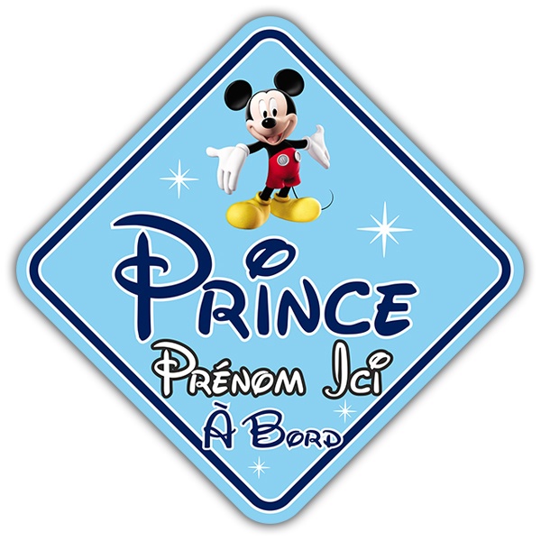 Aufkleber: Prinz an Bord personalisierte Disney - französisch