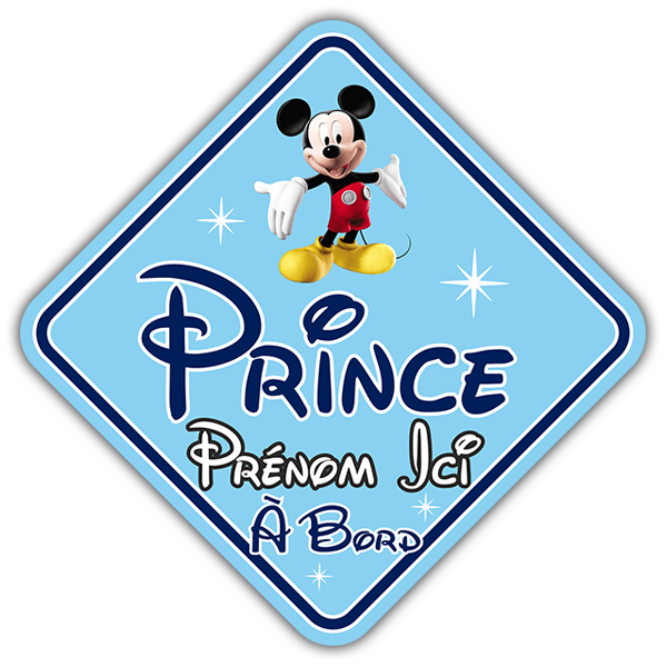 Aufkleber: Prinz an Bord personalisierte Disney - französisch 0