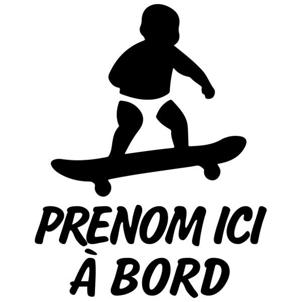 Aufkleber: Skate an bord personalisiert - französisch 
