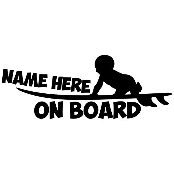 Aufkleber: Surf an bord personalisiert - englisch