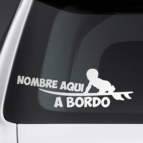 Aufkleber: Surf an bord personalisiert - spanisch