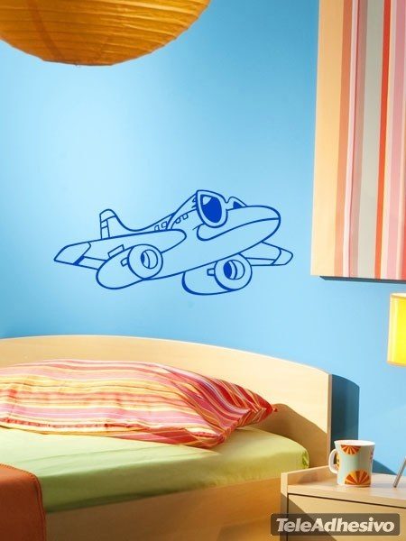 Kinderzimmer Wandtattoo: Flugzeug mit Sonnenbrille