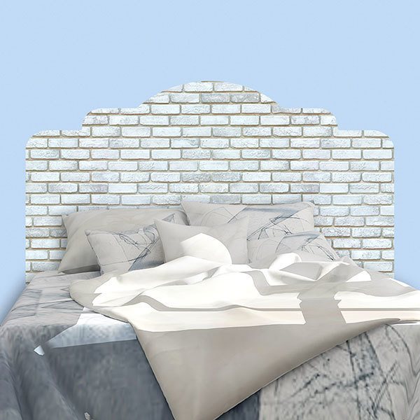 Wandtattoos: Kopfteil Bett Weißer Ziegelstein
