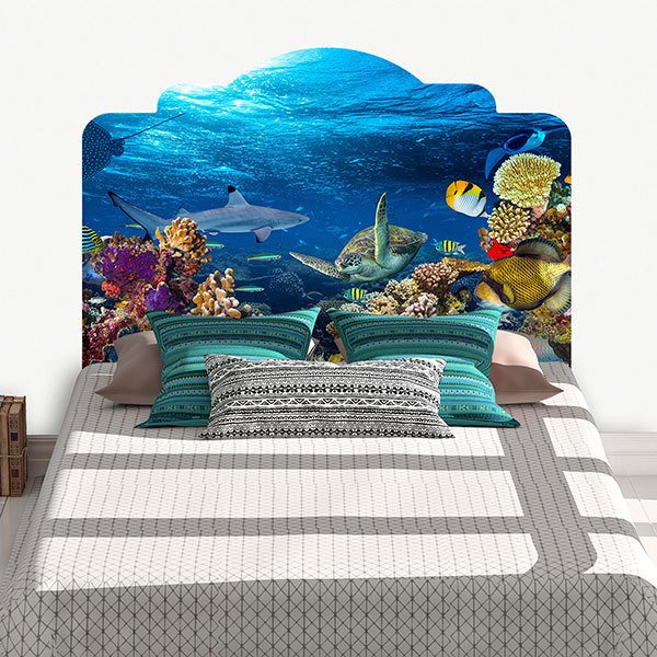 Wandtattoos: Kopfteil Bett Meeresboden