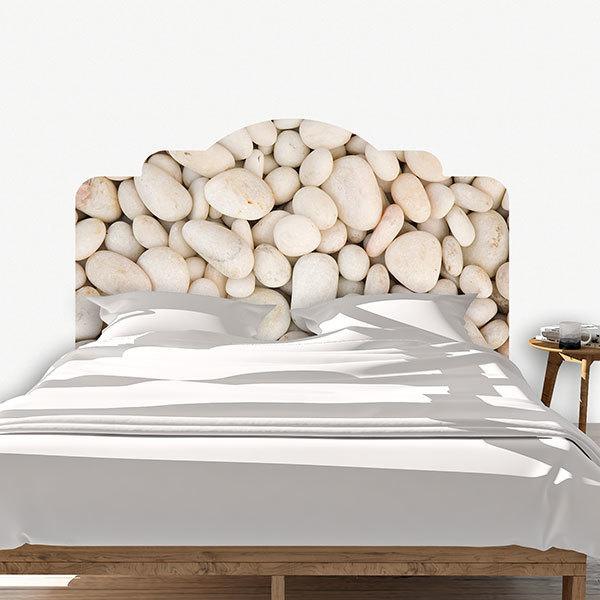 Wandtattoos: Kopfteil Bett Weiße Steine