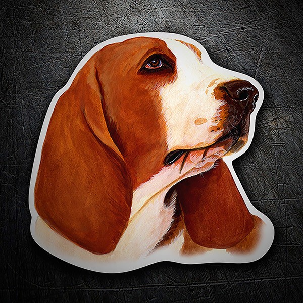 Aufkleber: Basset Hound rot