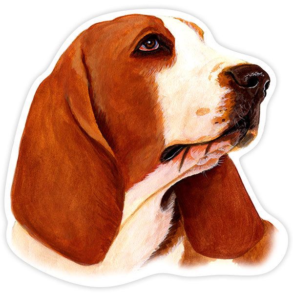 Aufkleber: Basset Hound rot