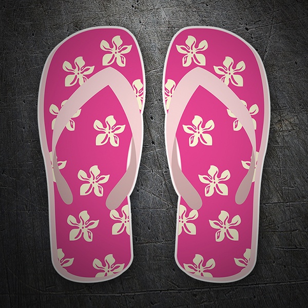 Aufkleber: Magentafarbene Flip Flops mit hawaiianischen Blume