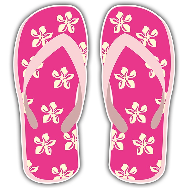 Aufkleber: Magentafarbene Flip Flops mit hawaiianischen Blume