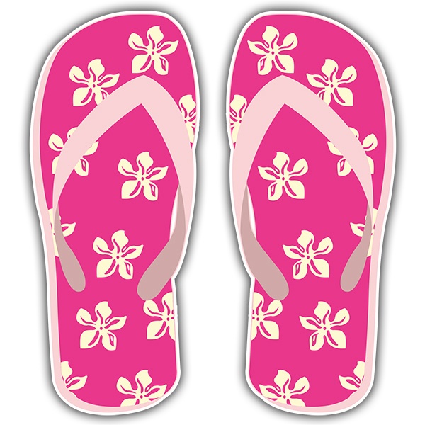 Aufkleber: Magentafarbene Flip Flops mit hawaiianischen Blume