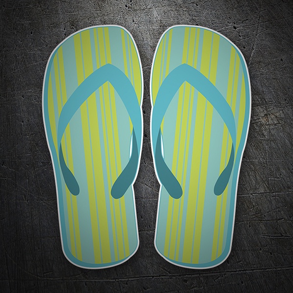 Aufkleber: Blau und grün gestreifte Flip Flops