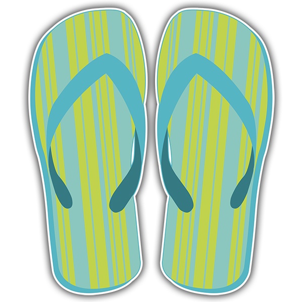 Aufkleber: Blau und grün gestreifte Flip Flops