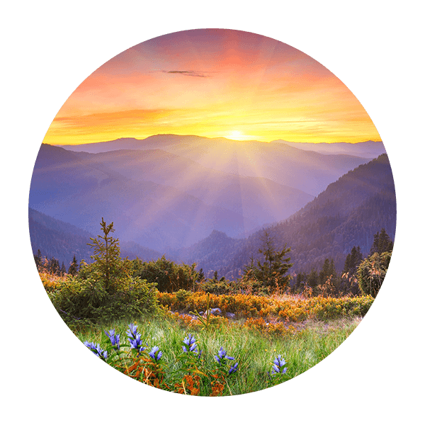 Wandtattoos: Sonnenuntergang in den Bergen